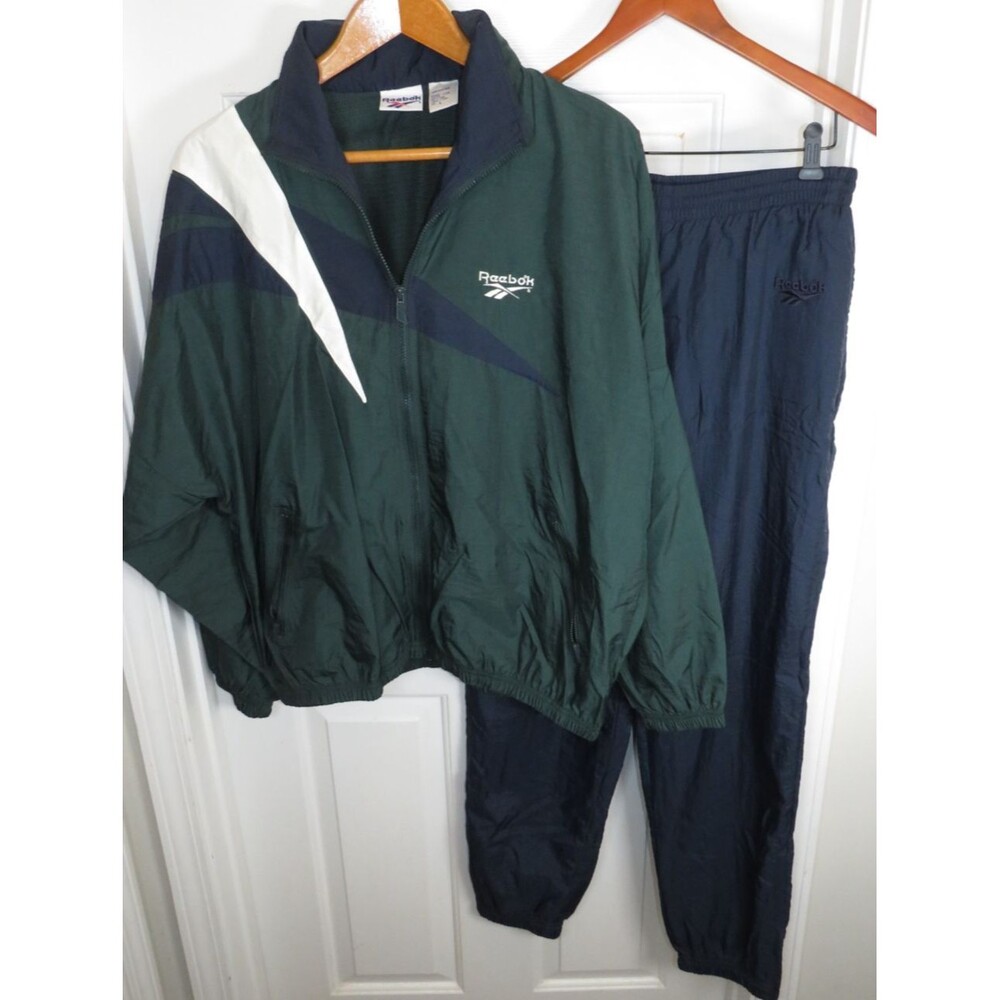 Vintage 90s Reebok Tracksuit Retro Mens Large Packable Hood Wind Pants Jacket